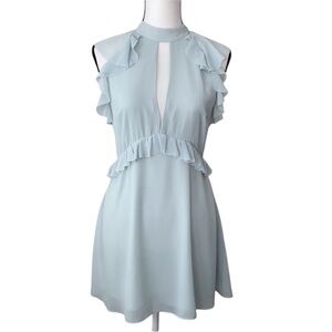 True Decadence Elegant Pale Blue Ruffle Mini Dress